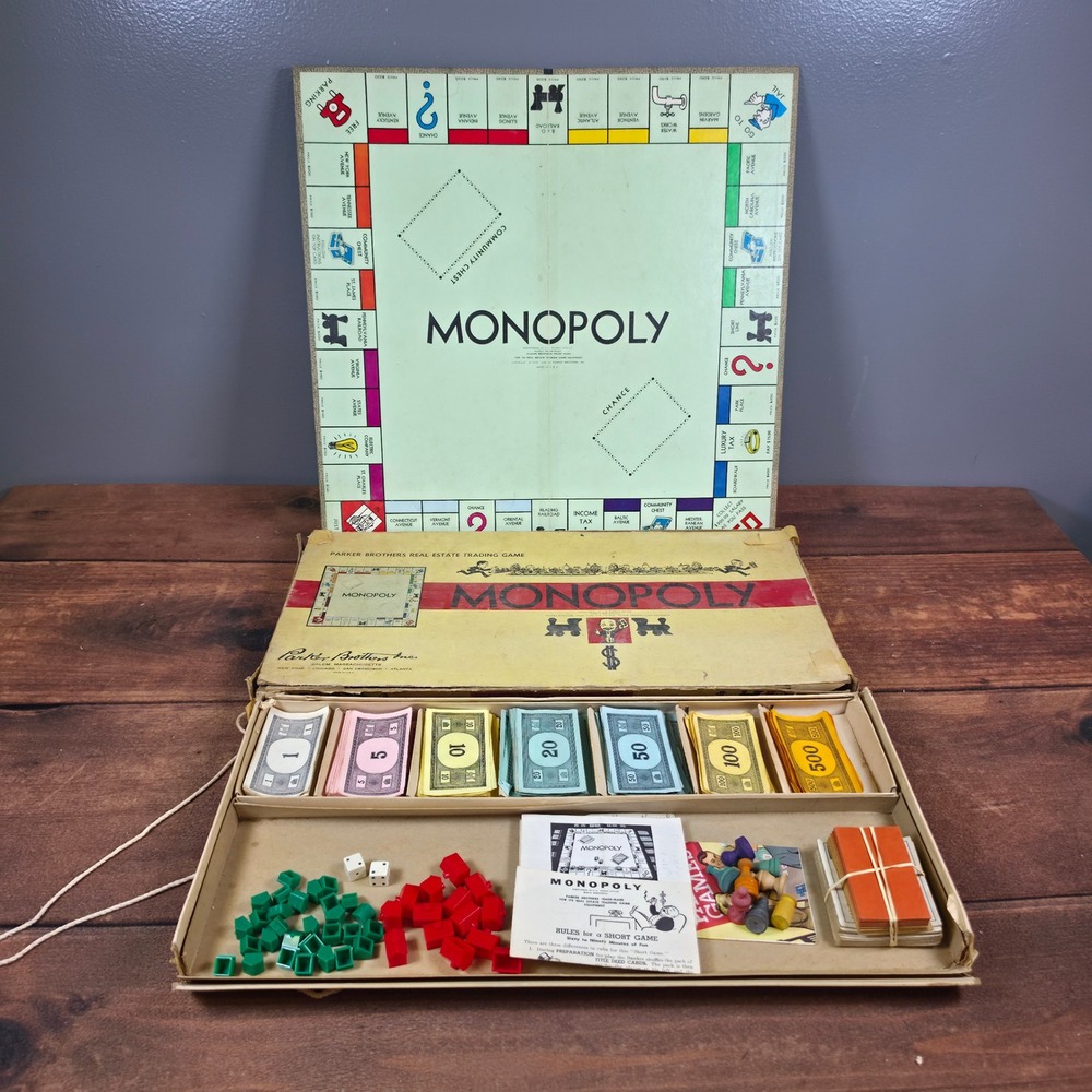 Parker Brothers Monopoly Board Game Kids Adults OS Multicolor Good Vintage Wood